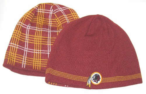 Washington Redskins NFL Reebok Team Apparel Reversible Plaid Knit Beanie Hat