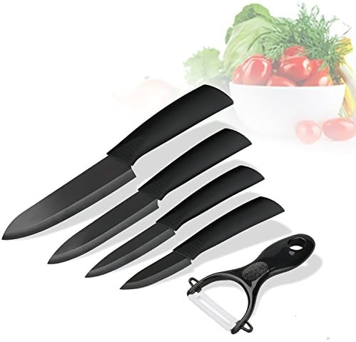 Gemtune 5 Piece Premium Kitchen Ceramic Knife Set - 6 " Chef's + 5 " Utility + 4 " Fruit's + 3" Paring + 1 Peeler