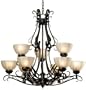 Orleans 9 - light Chandelier, 35"Hx36"D, TUSCAN SILVER