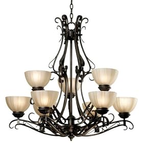 Orleans 9 - light Chandelier, 35"Hx36"D, TUSCAN SILVER