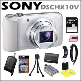 Sony Cyber-shot DSC-HX10V 18.2MP Digital Camera with 16x Optical Zoom and 3.0-inch LCD in Silver + Sony 16GB SDHC + 2 Sony Cases + Replacement Battery Pack + Mini HDMI Cable + Accessory Kit