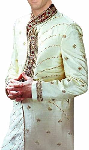 INMONARCH Mens Ultimate Look Designer Wedding Sherwani SH277 40R Ivory