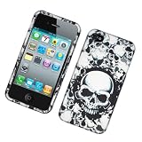 For Iphone 4 4s 4g Accessory- White Skull Design Hard Case Cover + Free Lf Stylus Pen