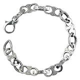 Mens Solid Stone Links Sterling Silver Bracelet