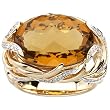 14K Two-Tone Gold Cinnamon Quartz and Diamond Ring