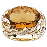 14K Two-Tone Gold Cinnamon Quartz and Diamond Ring