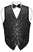 Men's SEQUIN Design Dress Vest & Bow Tie BLACK Color BOWTie Set for Suit Tux
