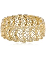 1928 Jewelry "Vintage Lace" Half-Circle Filigree Stretch Bracelet, 7"