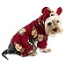 Adorable Silly Monkey Fleece Dog Pajamas/Bodysuit with Monkey Ears on the Hood - Burgundy - XL