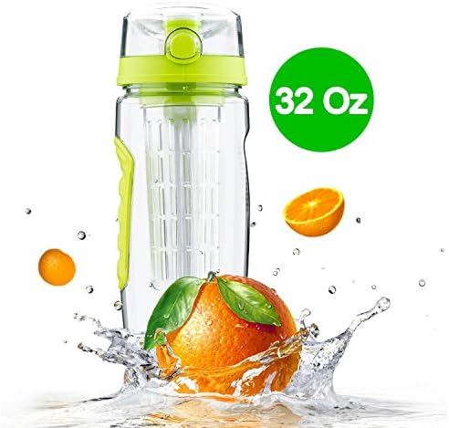 EBOUR 32-Ounce Fruit Infuser Water Bottle, Green