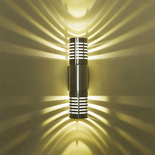 EoNice Modern Design 6W(2*3W) LED Wall Sconces Stylish Decoration Wall Lamp Light Fixture for Porch Hallway Pathway Bedroom Bathroom Staircase Garden, Warm White, Luxury Brushed Aluminum Case