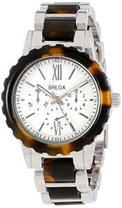 Breda Women's 1632-silver/tort Nora Tortoise Shell Bezel and Silver Dial Watch