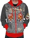 ED HARDY Christian Audigier SMET Mens Platinum Ghost Tattoo Hoodie Shirt Hooded Sweatshirt