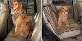SML / MEDIUM - CHOCOLATE - Houndstooth Car Harness WITH MATCHING CAR SEAT COVER
