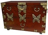 Luxury Wedding Anniversary Gifts - 37" Japanese Design Butterfly Blanket Chest End Table