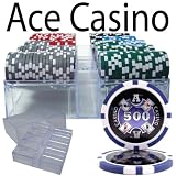 200 Ct Ace Casino 14 Gram Poker Chip Set in Acrylic Chip Tray With Lid