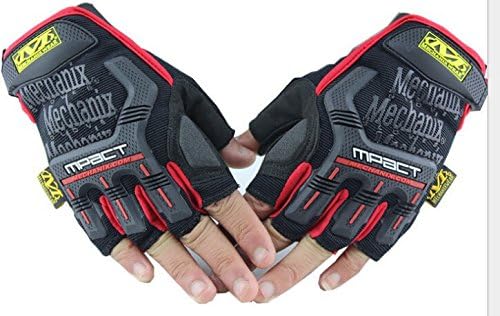 Military Tactical Combat Riding Motorcycle Bicycle Motorcross Cycling Fingerless Half Finger Gloves - Red