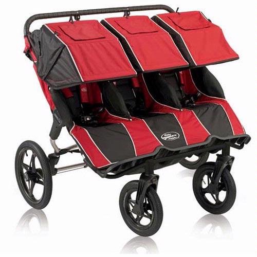 Baby Jogger Summit 360 Triple Jogging Stroller, Red Black