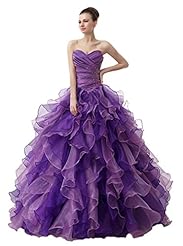 Sweetheart  Pleated Ruched  Beaded 2015 Organza  Ball Gown Quinceanera Dress  With Ruffles