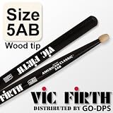 1 PAIRS - BLACK - Vic Firth American Classic 5AB Drum Sticks (WOOD TIP)