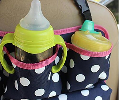 Crazystone's Mommy Bag Stroller Hanging Bag Storage Pouch for Car Seat, Carts, Umbrella Vehicles, Tricycles (Dark blue spot)