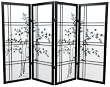 Unique Short Size Fireplace Screen - 4ft. Tall Double Cross Bamboo Tree Art Print Shoji Room Divider - 3 Sizes - 4 Colors