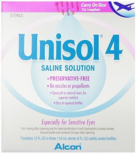 Unisol 4 Preservative Free Saline Solution, 12 fluid Ounce (Pack of 5)
