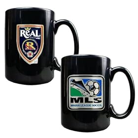 Sports MLS SALT LAKE CITY REAL SALT LAKE 2pc Black Ceramic Mug Set - Primary Team Logo & MLS Logo/Black Ceramic