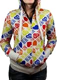Harajuku Lovers Womens Heart Logo Multi Colored Print Grey Zip up Hoody