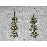 Gift for Mom- Red Green Lakh Dangling Earrings Bollywood Trendy Silver Finish Meenakari Earring