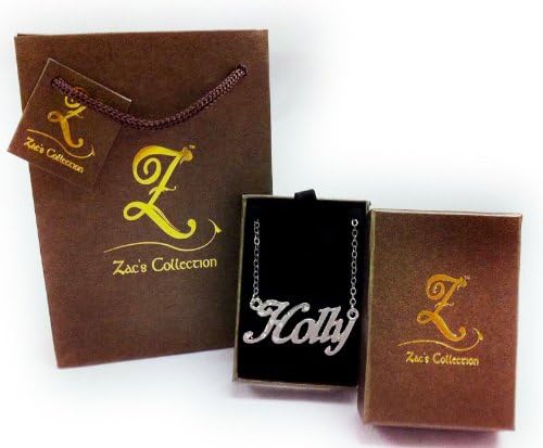 Name Necklaces Holly - Personalized Necklace White Gold Plated 18K, Belcher Chain, 2mm Thick