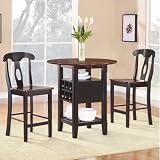 Homelegance Atwood 2505BK-36 3-Piece Counter Height Casual Dining Set, Black and Espresso Finish