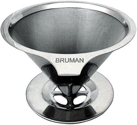Bruman Quick &amp; Easy Pour Over Single Serve Coffee Dripper - Permanent Reusable Stainless Steel Coffee Filter and Brewer with Pour Over Coffee Stand