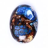 30x22mm Oval Cabochon CAB Flatback Semi-precious Gemstone Ring Face (Blue Sea Sediment Jasper & Copper)