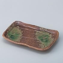 美濃焼　焼物皿　長角皿　織部タタキ