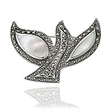 Sterling Silver Marcasite and Mother-of-Pearl Dove Pin