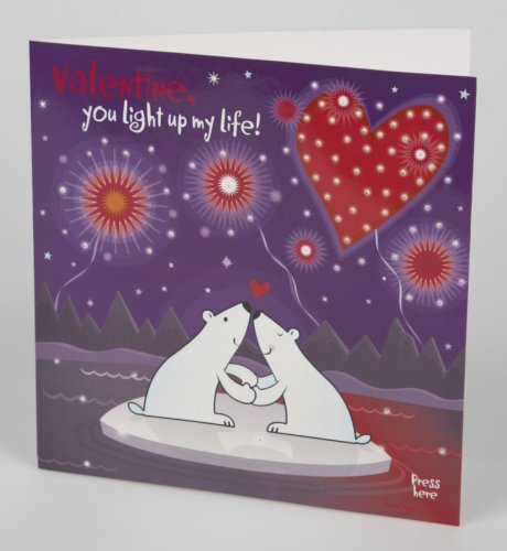 Polar Bear Fireworks Light Up Valentine Card