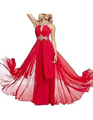 Cocktail Chiffon Halter Beaded Belted Bridesmaid Dress/Party Dress 