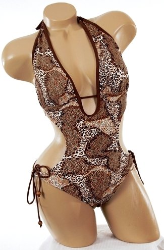 Sexy Trendy Swimwear 2008 Hottest Style Monokini 1 One Piece Solid Leopard Print Tie Side Swimsuit