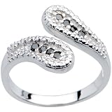 Sterling Silver 925 Black Cubic Zirconia Wrap Toe Ring