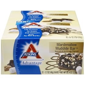 Atkins  Advantage Marshmallow Mudslide Bars - 1.7-Ounce, 12 Ct,  Boxes