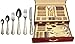 Italian Collection 'Florence' 75-Piece Premium Surgical Stainless Steel Silverware Flatware Set 18/10, Service for 12, 24K Gold-Plated Hostess Serving Set in a Wooden Case
