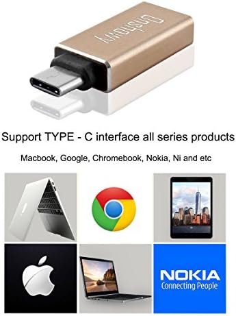 USB 3.1 Type C Adapter, Onshowy 3.1 USB to 3.0 USB-A High-Speed Adapter Converter Connector for Apple New 12 inch Retina MacBook, Nokia N1, Chromebook Pixel and Other Type-C Supported Devices- Gold