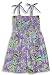 Modern Flowers Drawstring Spaghetti Strap Hawaiian Aloha Smocked Sun Dress - Small and Young Girl Size