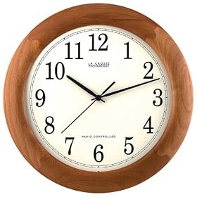 La Crosse Technology WT-3122J Radio-Controlled Analog Wall Clock, Wood