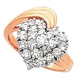 14K Rose Gold Diamond Cluster Heart - 1.00 Ct.