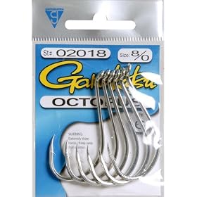 Gamakatsu G02018 Octopus Hook Nickle Size 8/0 6per pk SPRO/ 2018, Fishing Hooks