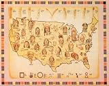 Native American Tribes Map Indians Art Poster Print - 20 X 16
