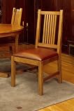 Mission Solid Oak Small Side Chair with Burgundy Leather Uphostered Seat - 2-pack