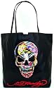 Ed Hardy Large Bon Skull Design Snakeskin Tote Bag - Black